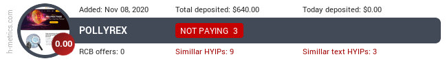 HYIPLogs.com widget for Pollyrex.trade