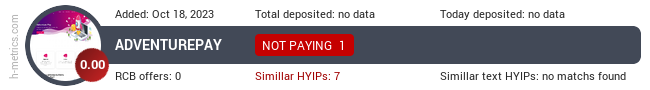 HYIPLogs.com widget for adventure-pay.best