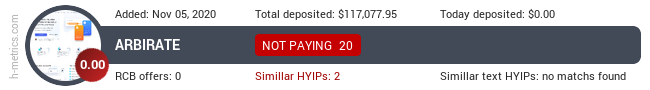 HYIPLogs.com widget for arbirate.com