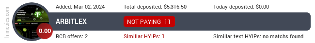 HYIPLogs.com widget arbitlex.com