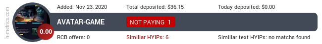 HYIPLogs.com widget for avatar-game.biz