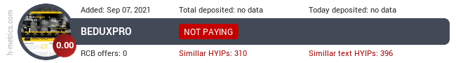 HYIPLogs.com widget for beduxpro.fun