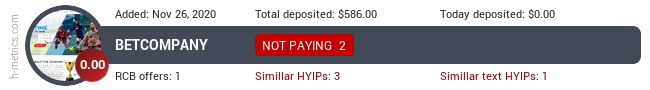 HYIPLogs.com widget for betcompany.ltd
