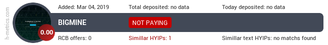 HYIPLogs.com widget for bigmine.io