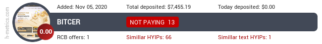 HYIPLogs.com widget for bitcer.biz