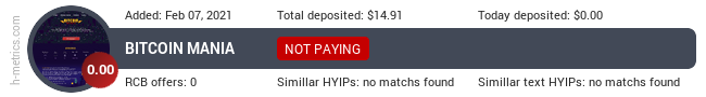 HYIPLogs.com widget for bitcoinmaniagame.com