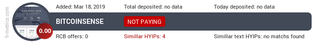 HYIPLogs.com widget for bitcoinsense.pro