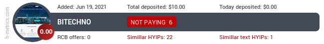 HYIPLogs.com widget for bitechno.biz