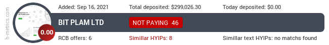HYIPLogs.com widget for bitplam.com