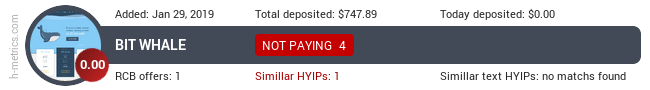 HYIPLogs.com widget for bitwhale.trade