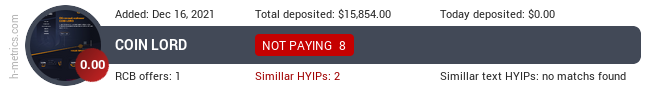HYIPLogs.com widget for coinlord.biz