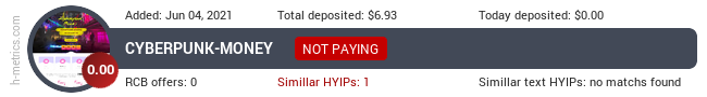HYIPLogs.com widget for cyberpunk-money.com