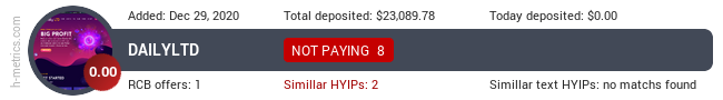 HYIPLogs.com widget for dailyltd.trade