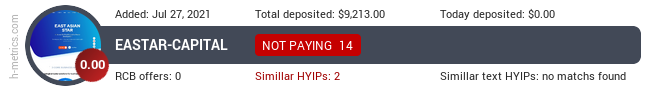 HYIPLogs.com widget for eastar-capital.com