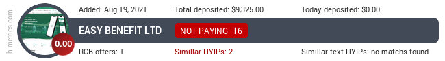 HYIPLogs.com widget for easybenefit.io