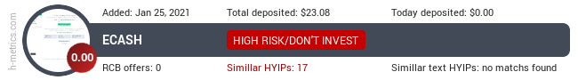HYIPLogs.com widget for ecash.space