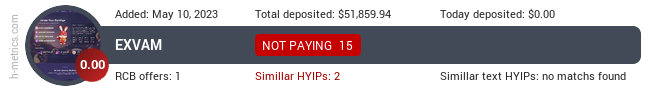 HYIPLogs.com widget exvam.com
