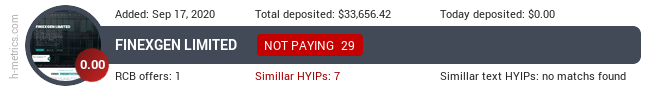 HYIPLogs.com widget for finexgen.com