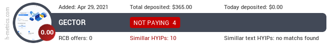 HYIPLogs.com widget for gector.cc