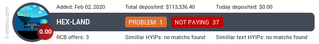 HYIPLogs.com widget for hex-land.com