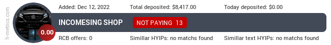 HYIPLogs.com widget incomesing.shop
