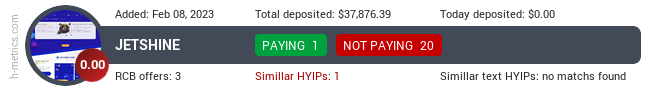 HYIPLogs.com widget jetshine.pro