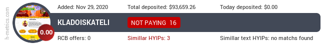 HYIPLogs.com widget for kladoiskateli.biz