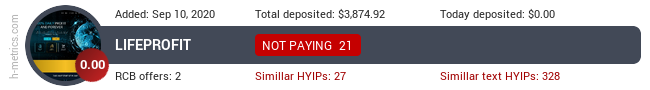 HYIPLogs.com widget for lifeprofit.io