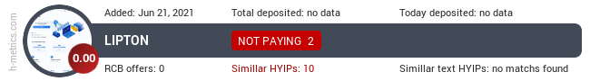 HYIPLogs.com widget for lipton.cc