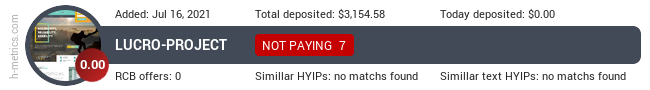HYIPLogs.com widget for lucro-project.com