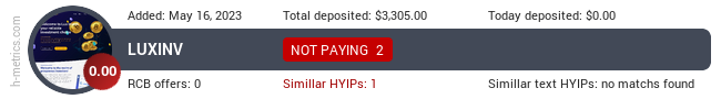 HYIPLogs.com widget luxinv.cc