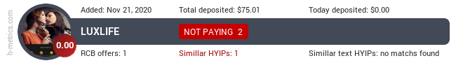 HYIPLogs.com widget for luxlife.life