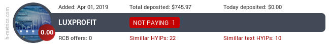 HYIPLogs.com widget for luxprofit.biz