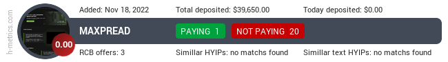 HYIPLogs.com widget maxpread.com