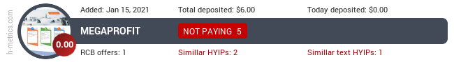 HYIPLogs.com widget for megaprofit.cash
