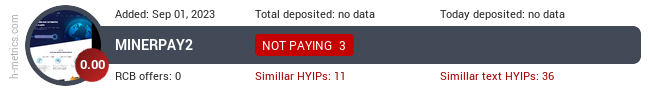 HYIPLogs.com widget for miner-pay2.site