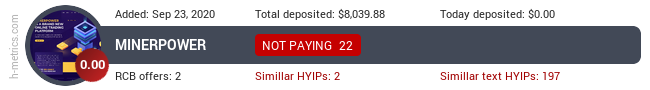 HYIPLogs.com widget for minerpower.biz