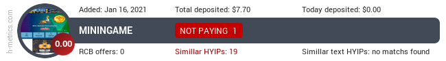 HYIPLogs.com widget for miningame.space