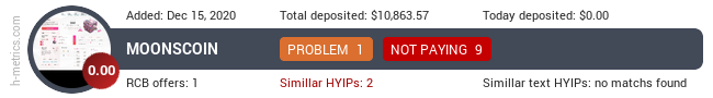 HYIPLogs.com widget for moonscoin.com