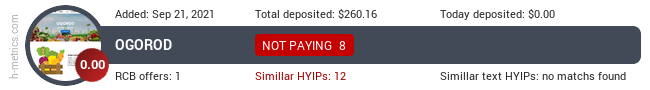 HYIPLogs.com widget for ogorod-game.cc