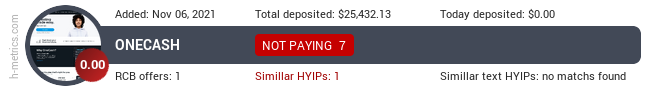 HYIPLogs.com widget for onecash.ai