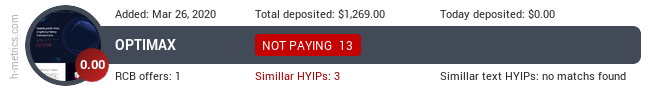 HYIPLogs.com widget for optimax.biz