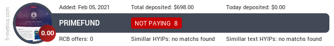 HYIPLogs.com widget for primefund.cc