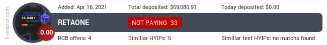 HYIPLogs.com widget for retaone.io