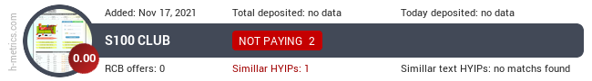 HYIPLogs.com widget for s300.club