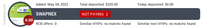 HYIPLogs.com widget for swapnex.io