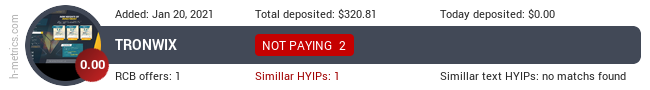 HYIPLogs.com widget for tronwix.com