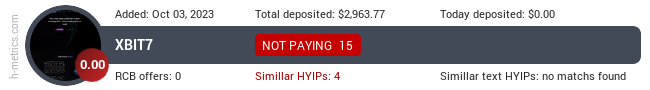 HYIPLogs.com widget xbit7.net