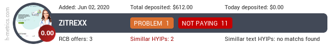 HYIPLogs.com widget for zitrexx.uk