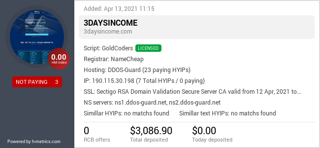 Onic.top info about 3daysincome.com